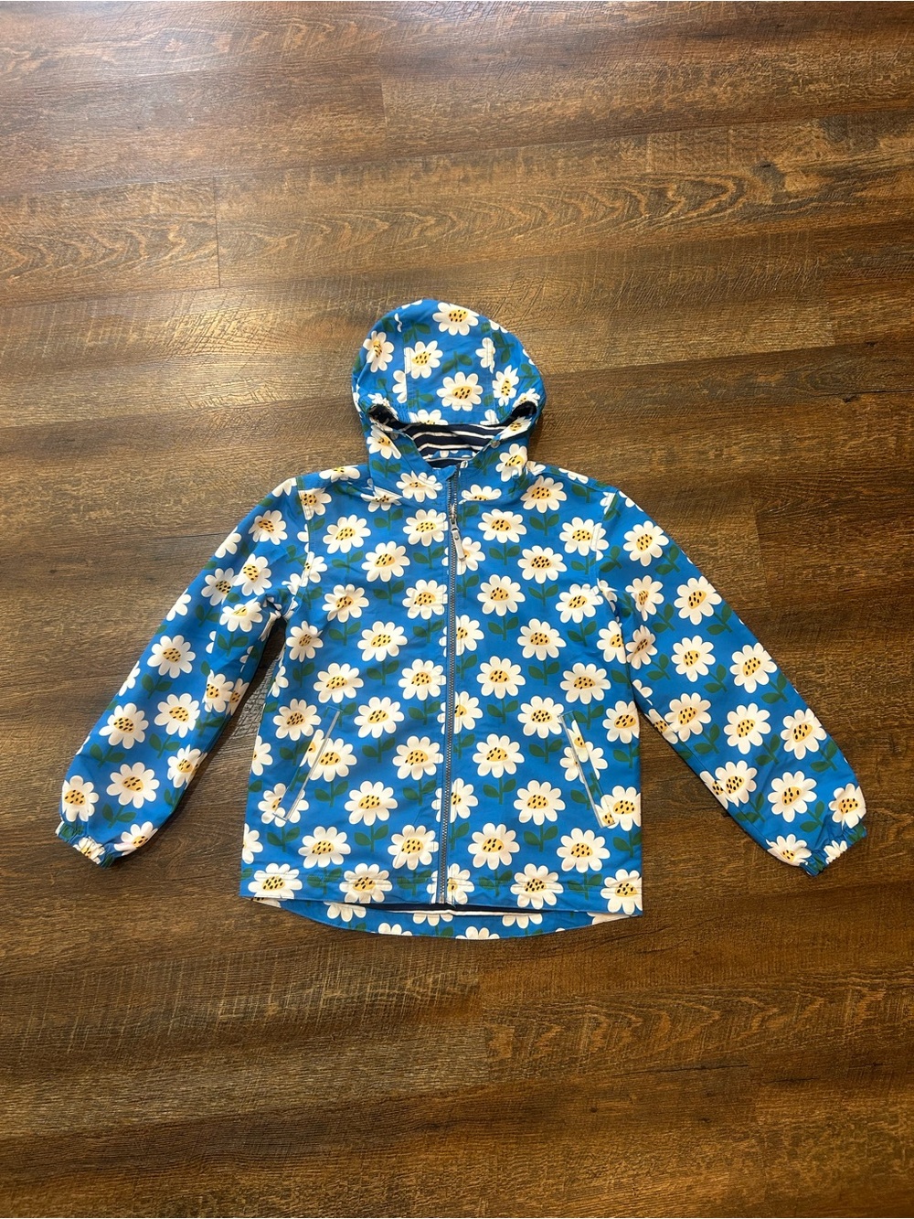 Hanna Andersson Blue Daisy Print Hooded Jacket 12
